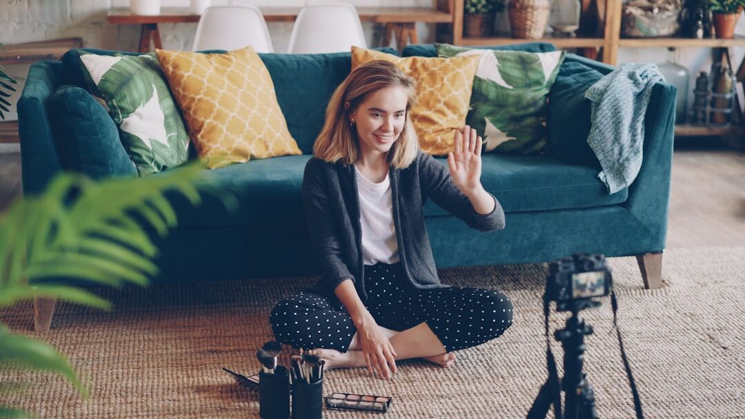 woman influencer recording video