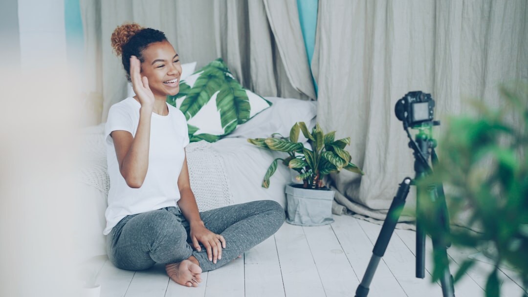 woman influencer recording video